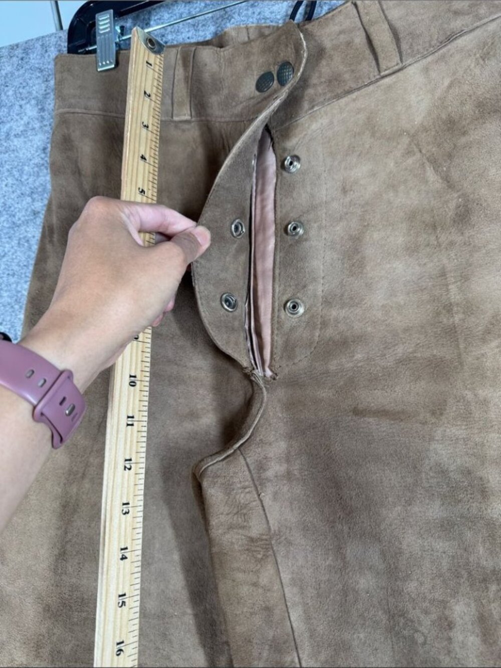 Vintage Brown Suede High Waisted Flare Pants Bell Bottom Boho Western Festival - Picture 6 of 16
